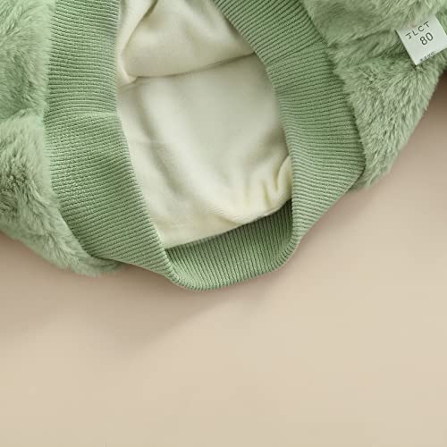 Yumeng Peuter Baby Meisjes Jongens Sweatshirt Lange Mouw Pluche Pullover Tops Herfst Winter Kleding (Groen, 2-3T) - Image 8