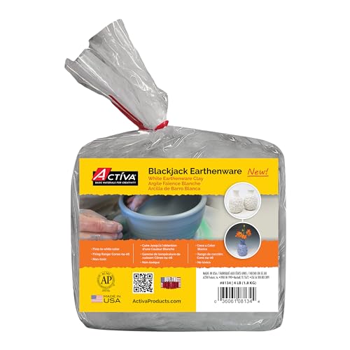 Activa Blackjack White Earthenware Clay, 4lb (1.81kg) - Natural Clay for Kiln Firing | Perfect for Creating Flower Pots, Sculptures, Arts & Crafts