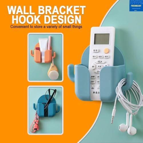 Image of karomouj Wall Mounted Mobile Charging Holder & Desktop Mobile Stand Combo Pack of 2 | ABS Phone & Remote Organizer | Self-Adhesive Wall Mount Holder with 2 Compartments | Home, Office & Bedroom