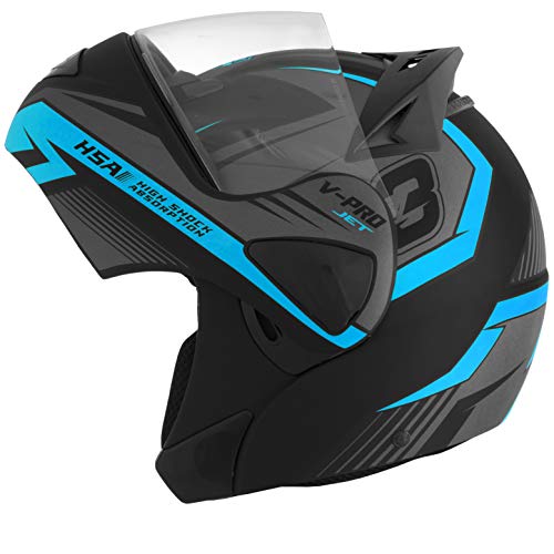 Pro Tork Capacete V-Pro Jet 3 Fosco 62 Preto/Azul Claro