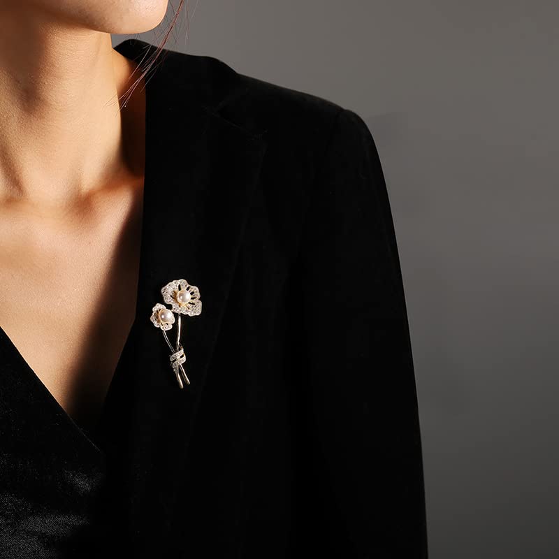 Spilla con perle gioielli per donne moda regalo di Natale moglie mamma fidanzata, anniversario compleanno gioielli raffinati regali per lei NO95521, metallo, perla