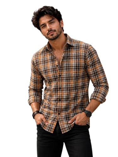 Image of NoseQueen Men's Premium Checked Casual Shirt | Regular Fit Full Sleeve Cotton Shirt for Men | Smart Casual Check Shirt