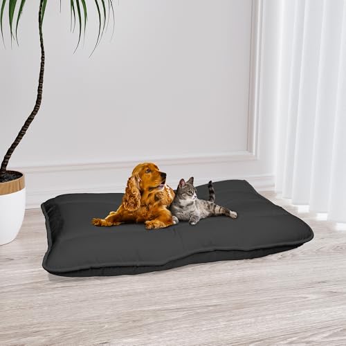 Italian Bed Linen Maxy cuscinone ELEGANT, imbottito e trapuntato, per cani e gatti, 60 x 100 cm, Grigio Scuro