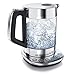 Arendo - Glas Wasserkocher mit Temperatureinstellung - Warmhaltefunktion 30min - 1,5 Liter Füllmenge - robustes Borosilikatglas - Basisstation aus Edelstahl - Modernes Design - Zertifiziert BPA Frei