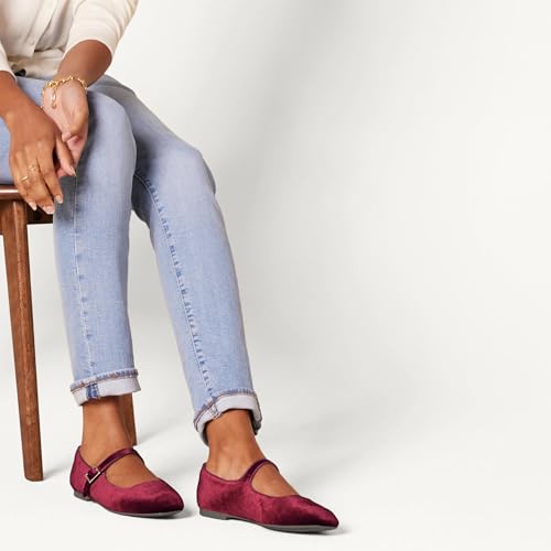 Image of Amazon Essentials Women's Velvet Mary Jane Ballet Flat with Buckle Strap