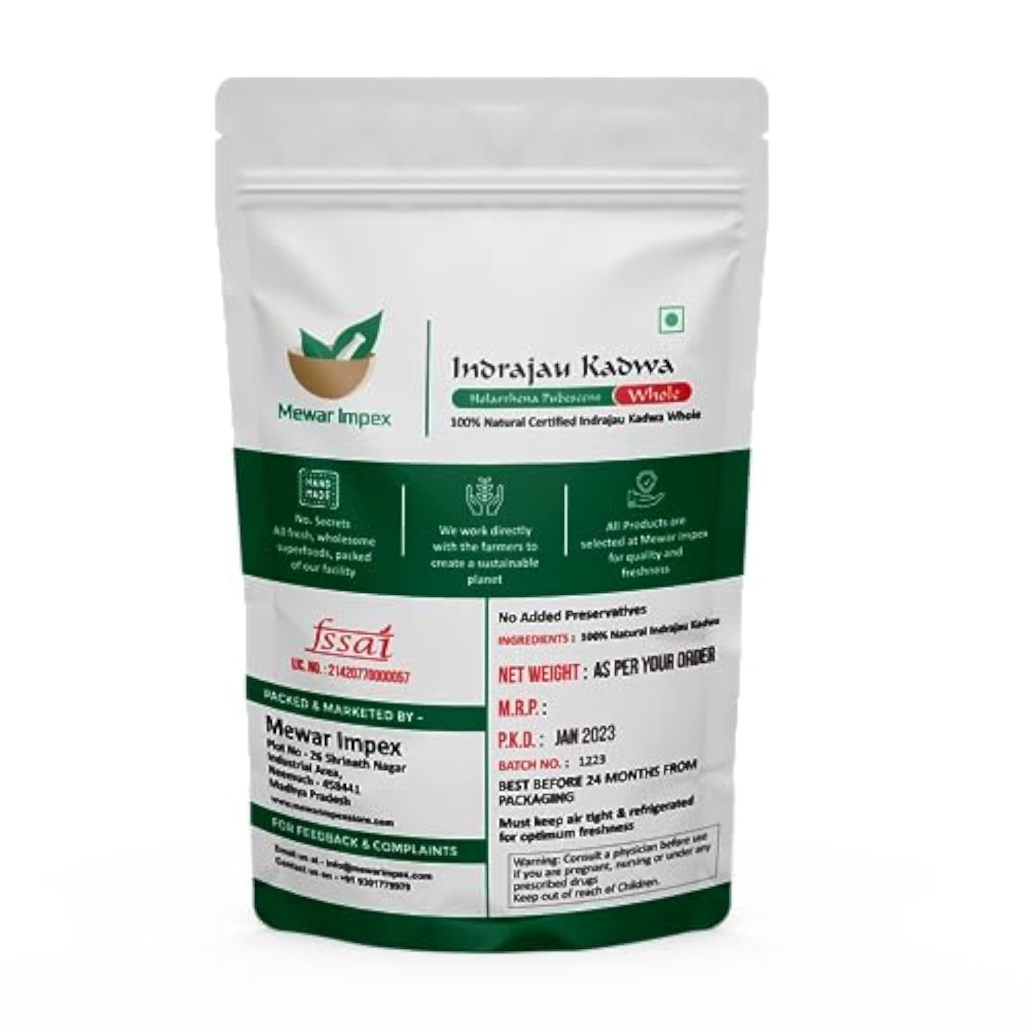 Kadwa Indrajau Whole, 900 gm for Natural Health