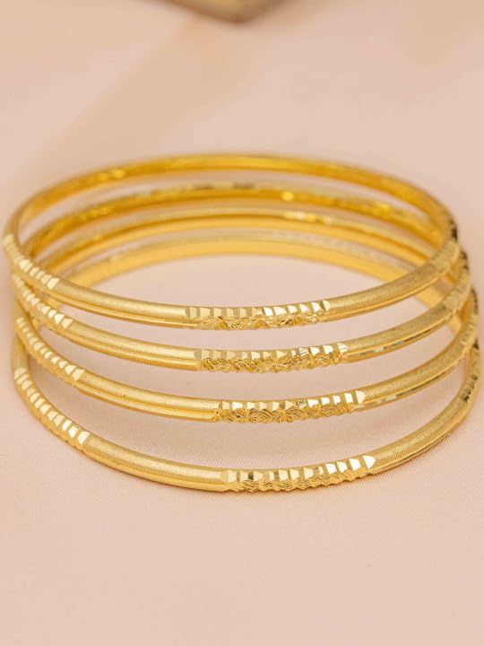 Image of Zeraki Jewels Gold Plated Designer Ruchi Bangle. (Set of 4)