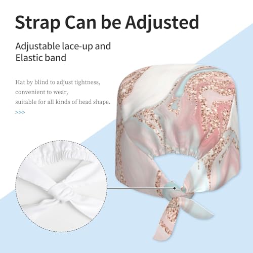 Image of Cute Pug Dog Print Working Cap Scrub Cap with Sweatband,Adjustable Fashion Bandage Tie Back Hat Headwear for Women Men
