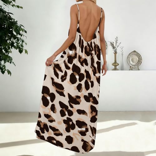 Image of HTHLVMD Backless Cami Dress Summer Dresses for Women 2026 Spaghetti Strap Dresses Womens Solid Color Backless Cami Dress