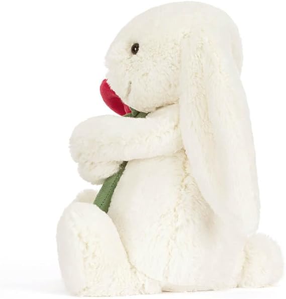 Jellycat Cream Bunny With Rose - Valentine's Day 2026 Limited Edition