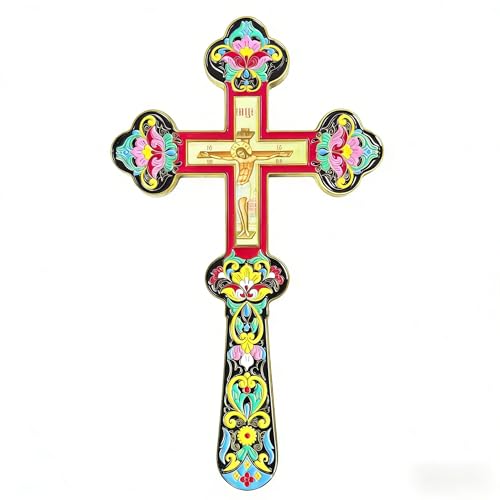 Cruz ortodoxa de bendición 29 cm esmalte dorado RZRHMUHN