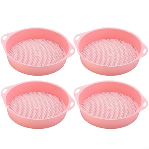 Allthingstore Set di setacci portatili per terreno da giardino, schermo filtrante da 3 mm per invasatura e compost setacciatura (rosa)