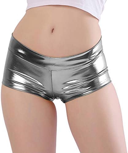 Women's Shiny Metallic Rave Booty Shorts Hot Pants Dance Bottom