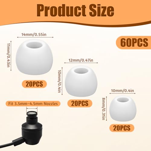 IANFAN 60 Stück Silikon Ersatz Ohrstöpsel, Weiche Silikon-OhrstöPsel Kopfhörer Gummiaufsatz Kompatibel mit den meisten in-Ear Kopfhörer (3 Größen)