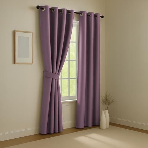 LINENWALAS 100% True Blackout Curtains (7.5 Feet) - 1 Panel | Complete Light Block | Thermal Insulated & Noise Reducing Room Darkening Curtains for Li