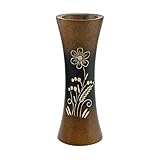 AeraVida 8inch Mango Tree Hand-Carved Brown Wood Flower Vase Decorative Trumpet Shape Floor Vase Entry Table Holder for Living Room Rustic Luxury Accent Home Decor
