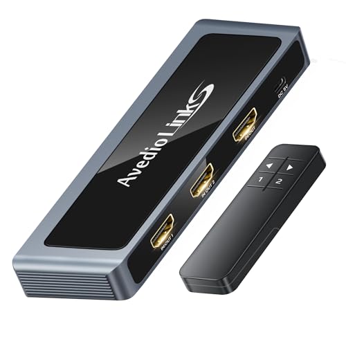 8K HDMI Switch 4K@120Hz 8K@60Hz, 2 in 1 Out HDMI2.1 Switcher with Remote, Bi-Directional Aluminum HDMI Splitter 2 in 1 Out Ultra HD Compatible with PS5 Xbox Fire Stick and More (Grey)