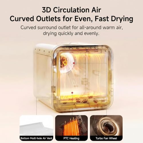 Image of Pet Dryer Box Cat Dryer Small Dog, Petting Window Physical Button