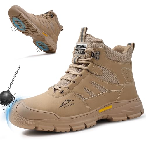 Image of Steel Toe Boots for Men Indestructible High Top Work Shoes for Men Comfortable Safety Shoes Puncture Proof Hiking Construction Shoes Botas de Trabajo para Hombre