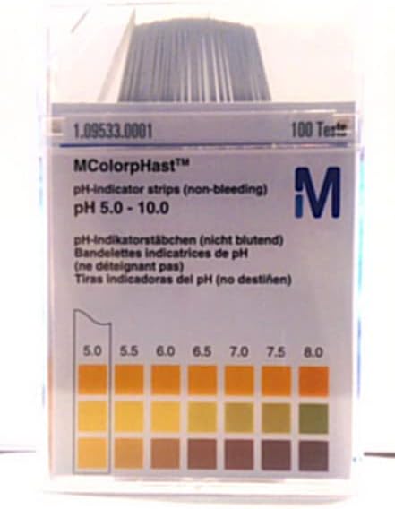 pH Tester Strips (100 Count) - Body Acid/Alkaline Test - Range pH 5.0-10.0 - EMD ColorpHast, 1 Pack