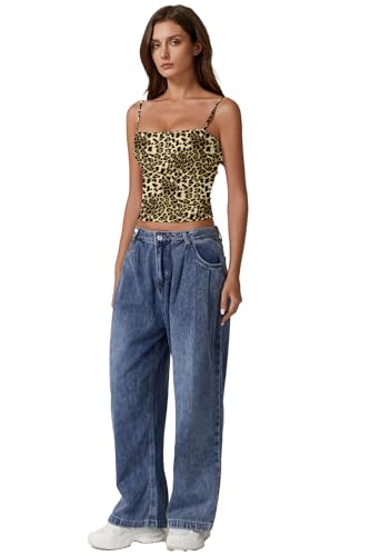 Image of QINSEN Women's Double Lined Basic Tank Top Adjustable Spaghetti Straps Sleeveless Camisole Shirts