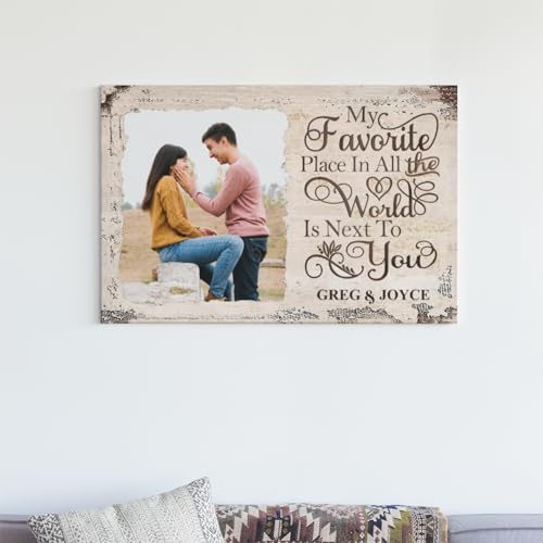 Bristow Personalized Couples Wall Art, My Favorite Place In All The World Is Next To You Poster, Custom Picture For Couples, Anniversary, Valentine's Day