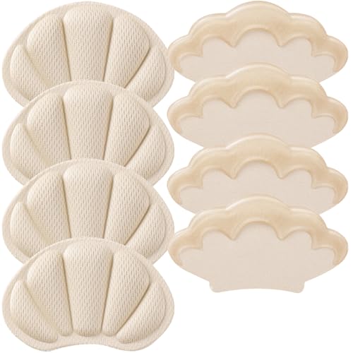 Image of Adhesive Back of Heel Cushion Pads, Heel Grips Inserts for Too Big Loose Shoes, Heel Guards Liners for Women Men, 4pcs-Beige+4pcs-Beige