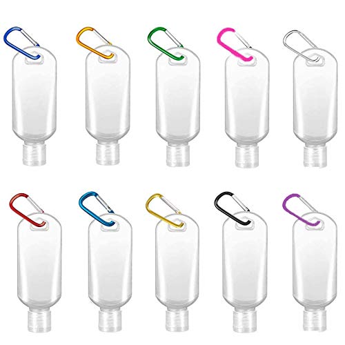 Preisvergleich Produktbild Reise Flaschen Set, 50 ML Tragbarer Kunststoff Nachfüllbare Reiseflaschen Auslaufsichere Leere Quetschbehälter mit Schlüsselanhänger für Lotion, Flüssigkeiten