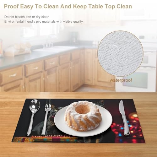 Set de table cadeau chat idée cadeau crémaillère lot de 4 napperons design - 5