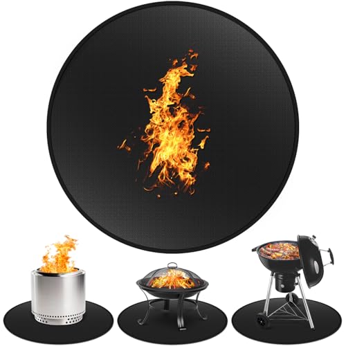 39" Fire Pit Mat for Solo Stove Bonfire - Round Fireproof Under Grill Mat for Deck, Waterproof & Oil-Proof BBQ Floor Pads for Solo Stove Fire Pit Accessories