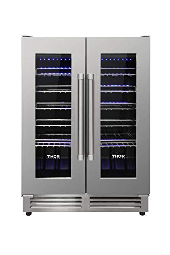 THOR Kitchen Freestanding/Under-Counter 24-Inch Dual Zone Wine Cooler in Stainless Steel - Model TWC2402