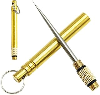 2Pcs Portable Titanium Toothpicks Metal Toothpick with Protective Holder Key Ring Fruit Stick Stainless Steel Toothpicks for Outdoor Picnic and Camping (Brass)