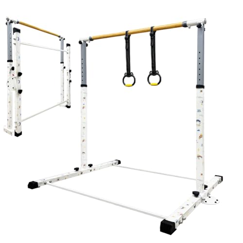 JC-ATHLETICS Gymnastic Kip Bar,Kids Girls Junior Ages 3-15,3' to 4.8' Adjustable Height,Home Gym Equipment,Home Training,1-4 Levels,260lbs Weight Capacity