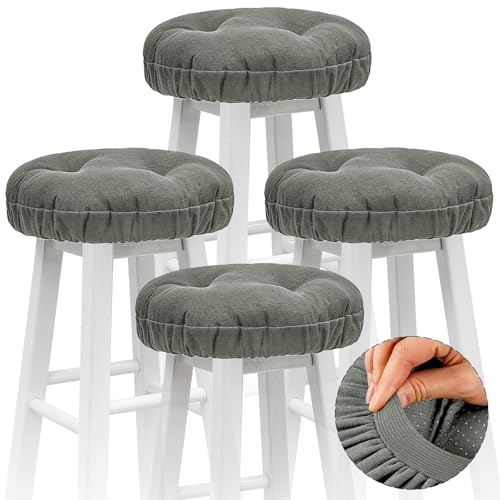 Image of 4 Pieces Bar Stool Cover Non Slip Padded Cushion, 14.2 Inch, Dark Gray