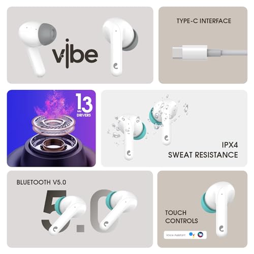 Image of Candytech Vibe TWS with 13mm Dynamic Sound Driver & Signature Sound & True Bass,30 Hrs Playtime, Touch Controls, Google & Siri Assistant Type C Fast Charging (Black Orange)