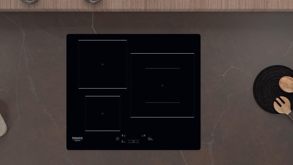 Hotpoint - HQ 5760S NE Plaque Induction 3 Foyers - Zone 28cm, Booster 7200W - Commandes Tactiles, Programmes Automatiques, Minuterie - H 5,4 x L 59 x P 51 cm - Noir Verre Céramique