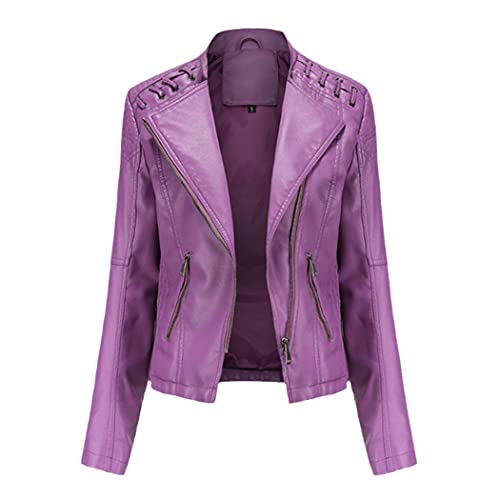 Veste en cuir synthétique avec col rabattu idéale pour vos sorties en ville