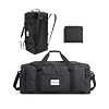 BAGSAMRT 60L Foldable Duffle Bag for Travel, Large Travel Duffel Bag for Men, 4 in 1 Travel Backpack, Carry on Weekender Bag, Black
