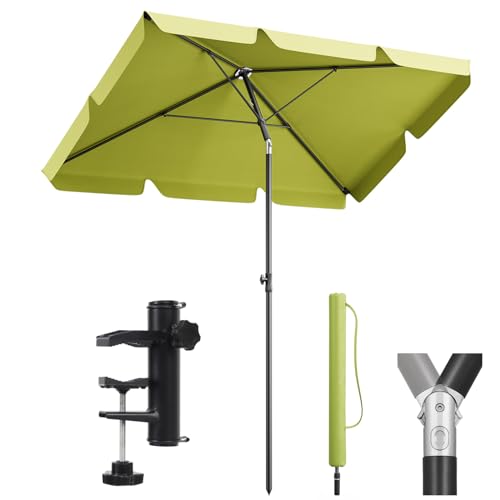 Sekey Sonnenschirm Balkon 3-in-1 SET | Sonnenschirm Rechteckig 200x125cm mit UPF50+ & GRS-zertifiziert | Sonnenschirme + Sonnenschirmhalter + Sonnenschirmhülle Apfelgrün