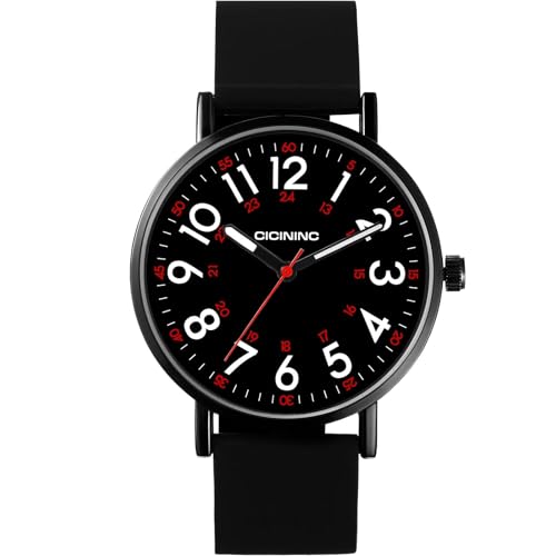 Image of Watch with Second Hand Nursing for Women, Analog Watches for Nurses, 12 /24 Hour Military Time, Easy Read Dial, Colorful Silicone Band