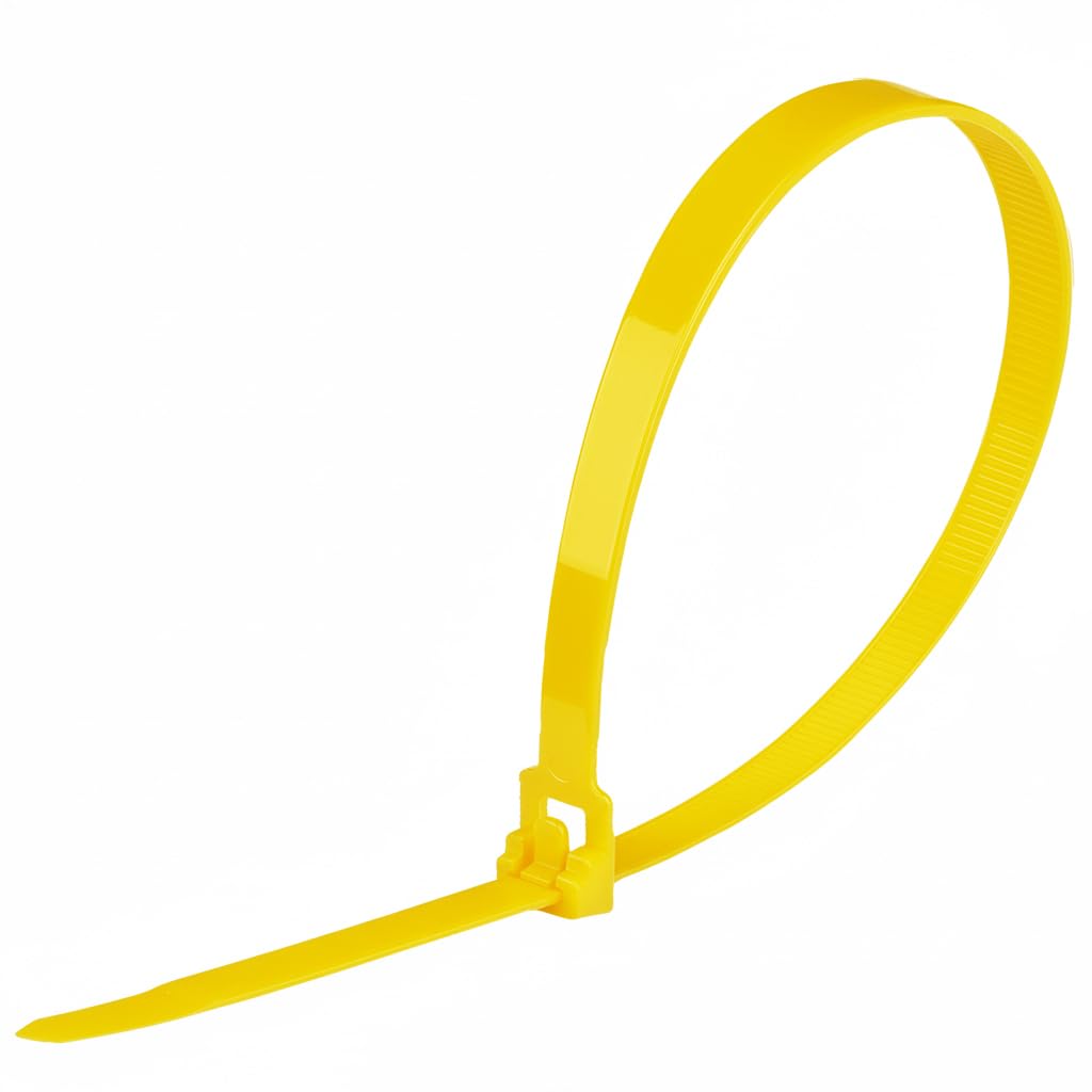 Oksdown 100 Pack Yellow Thick Cable Ties Heavy Duty Large 300mm×4.8mm Strong Nylon Plastic Self Locking 12 inch Extra Long Yellow Zip Tie Wraps