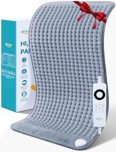 ALLJOY 85x45CM Heizkissen mit Abschaltautomatik, Elektrisches Wärmekissen für Rücken, 6 Temperaturstufen Heizkissen für Rücken, Nacken, Schulter, Bauch, Weihnachtsgeschenke für Männer Frauen