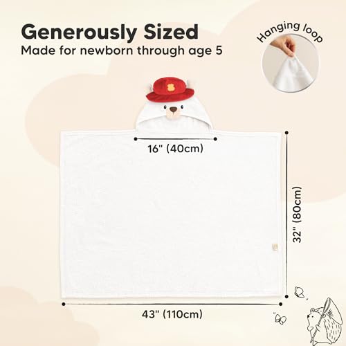 Image of KeaBabies Organic Baby Towel with Hood for Girls, Boys, Soft (Parker) | Absorbent 100% Cotton Hooded Baby Towels for Newborns, Infants, Large Hooded Bath Towels for Babies, Kids, Toddler 1-3