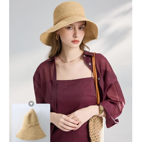 Sombrero de playa de rafia para mujer KORADI estilo Bucket miniatura 4