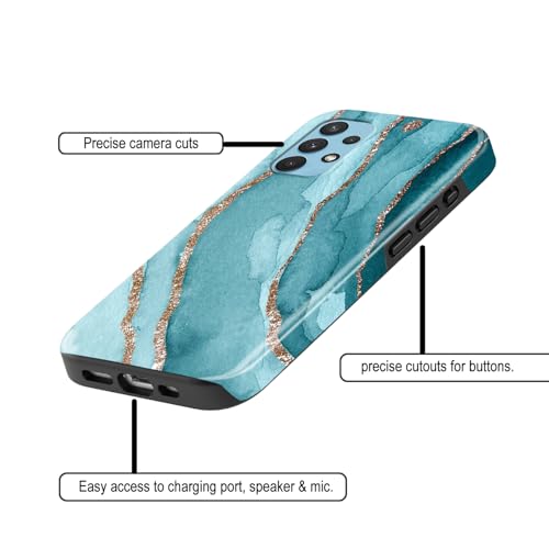 Image of COLORflow Back Cover Compatible with Samsung Galaxy A53 5G | Beautiful Blue Marble Golden Stripes | Designer Printed Glossy Armoured Bumper Back Cover Compatible with Samsung Galaxy A53 5G
