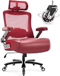 Big and Tall Office Chair 600lbs with 3D Flip Arms- Heavy Duty Executive Computer Chair with Lumbar Support&Headrest, Ergonomic Mesh High Back Desk Chair Plus Size Chair for Adults, Extra Wide Seat