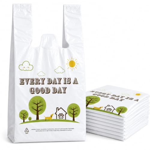 Image of YoYoRain White Thank you T shirt bag, Grocery shopping bag Reusable and Disposable Supermarket Bag 11''x6''x21'' 101PCS