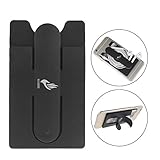 2-in-1 Silicone Adhesive PU Stick-On Wallet Credit Card Id Holder for all Smart Phone Iphone (Black)