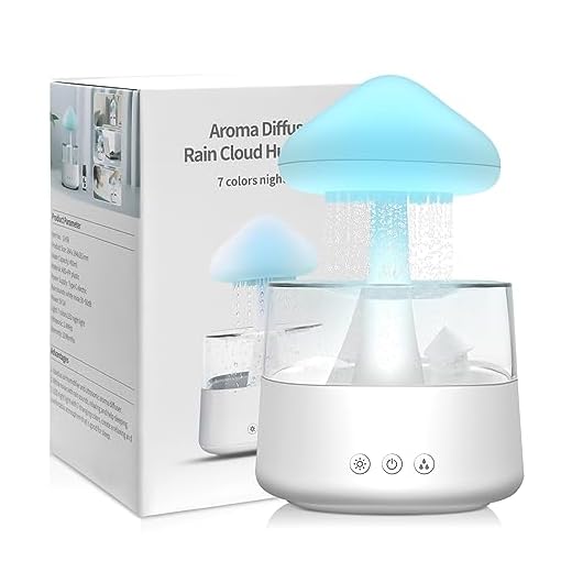 Humidificador nube de lluvia, 450 ml, humificadores de humedad con 3 modos y 7 colores, difusor de aroma con luces LED, nano mist lampara lluvia habitación de niños, dormitorio, hogar, oficina(Blanco)