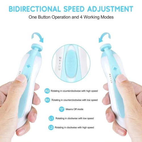 Image of Baby Nail Trimmer Electric, Safe Baby Nail File, Baby Nail Clippers with Light and 6 Grinding Pads for Newborn Infant Toddler or Adults Toes and Fingernails, Kids Nail Care, Polish and Trim (Blue)